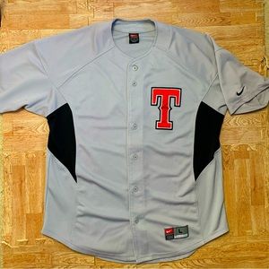 Vintage Nike Texas Rangers Jersey Gray/Black Men’s L Embroidered Stitched Logo 8